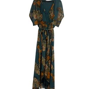Baltic Born Teal and Orange Floral Maxi Dress